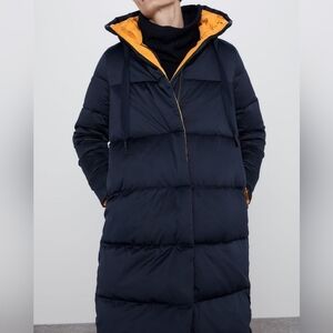 Zara Reversible Puffer Jacket Orange And Navy